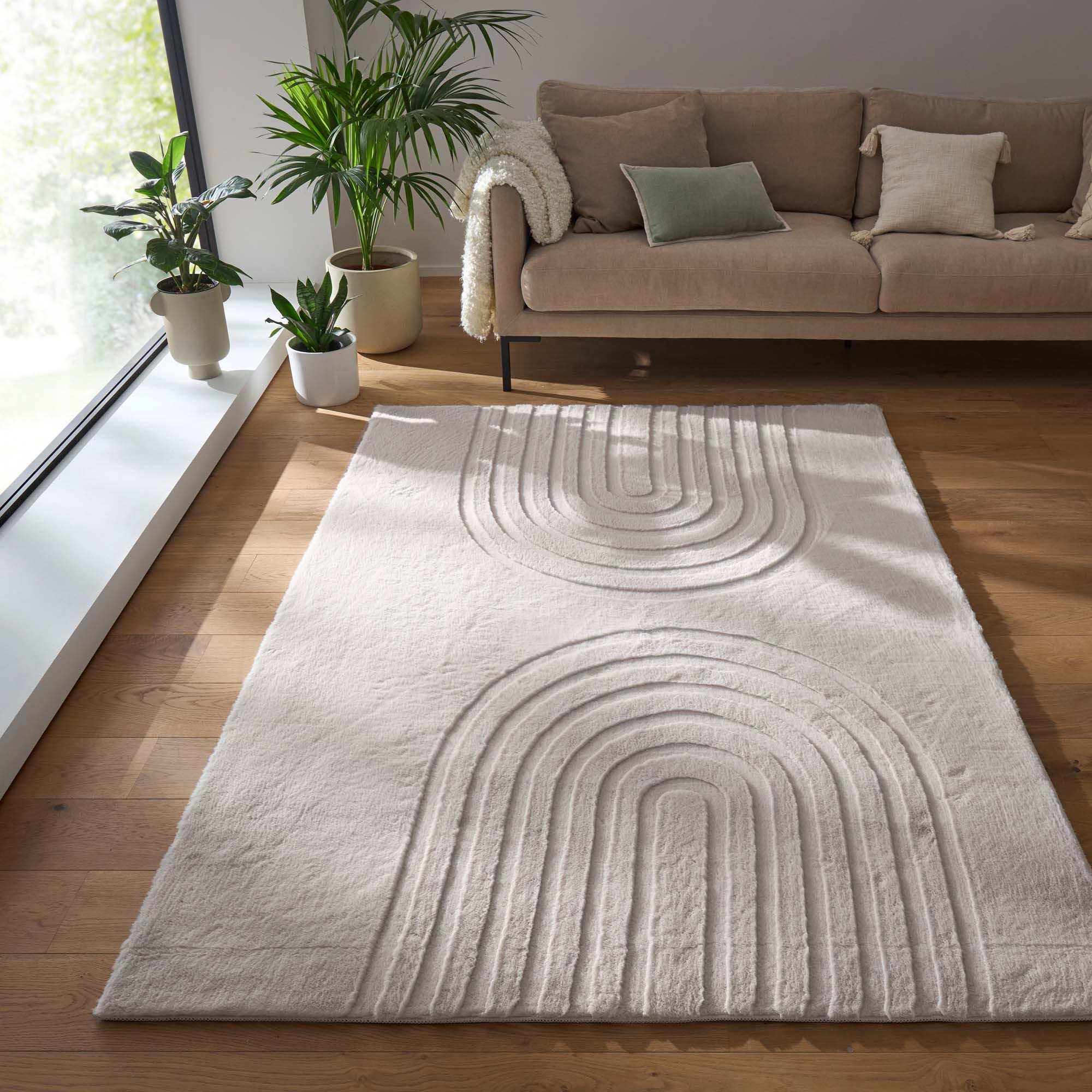 TaraCarpet Langflor-Teppich Tara Carpet Kodiak Rainbow Hasenfellteppich der Premiumklasse, rechteckig, Höhe: 25 mm, Wohnzimmer, Schlafzimmer, Esszimmer, Jugendzimmer creme 080x150