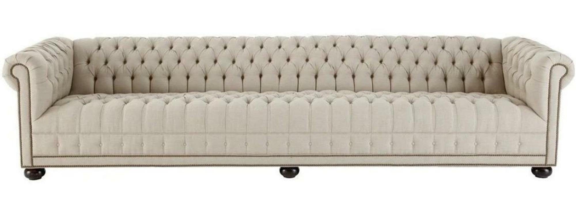 JVmoebel Chesterfield-Sofa, Creme Chesterfield Wohnzimmer Viersitzer Design Couchen Sofa Möbel Beige