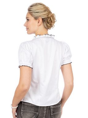 OS-Trachten Trachtenbluse Trachtenbluse Rüschenbluse TESSY weiss