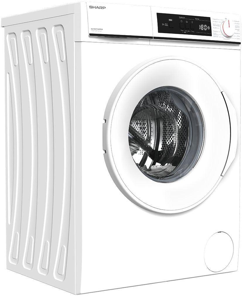 Sharp Waschmaschine ES-NFA714WWNA-DE, 7 kg, 1400 U/min, 15 Programme, Kindersicherung, Überlaufschutz, Aquastop