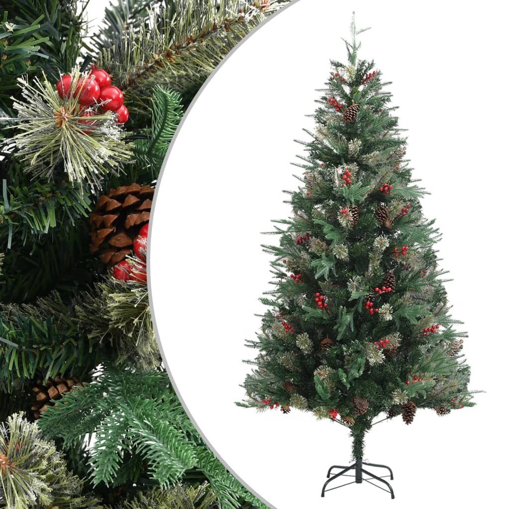 furnicato Künstlicher Weihnachtsbaum Weihnachtsbaum mit Zapfen Grün 225 cm PVC & PE