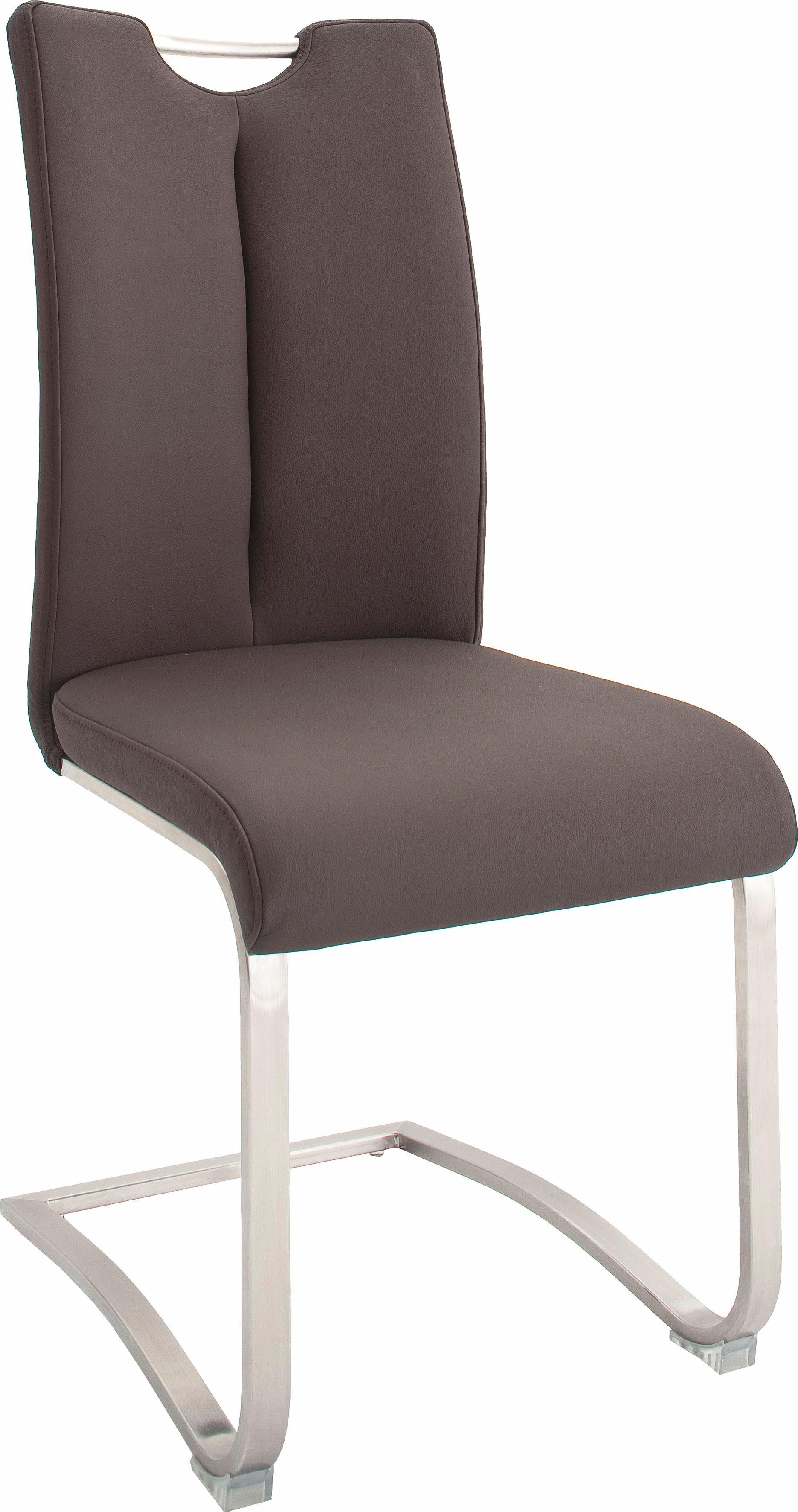 MCA furniture Stuhl Kg Artos Echtlederbezug, (Set, 2 | bis belastbar 140 braun/Edelstahl braun St), Freischwinger mit