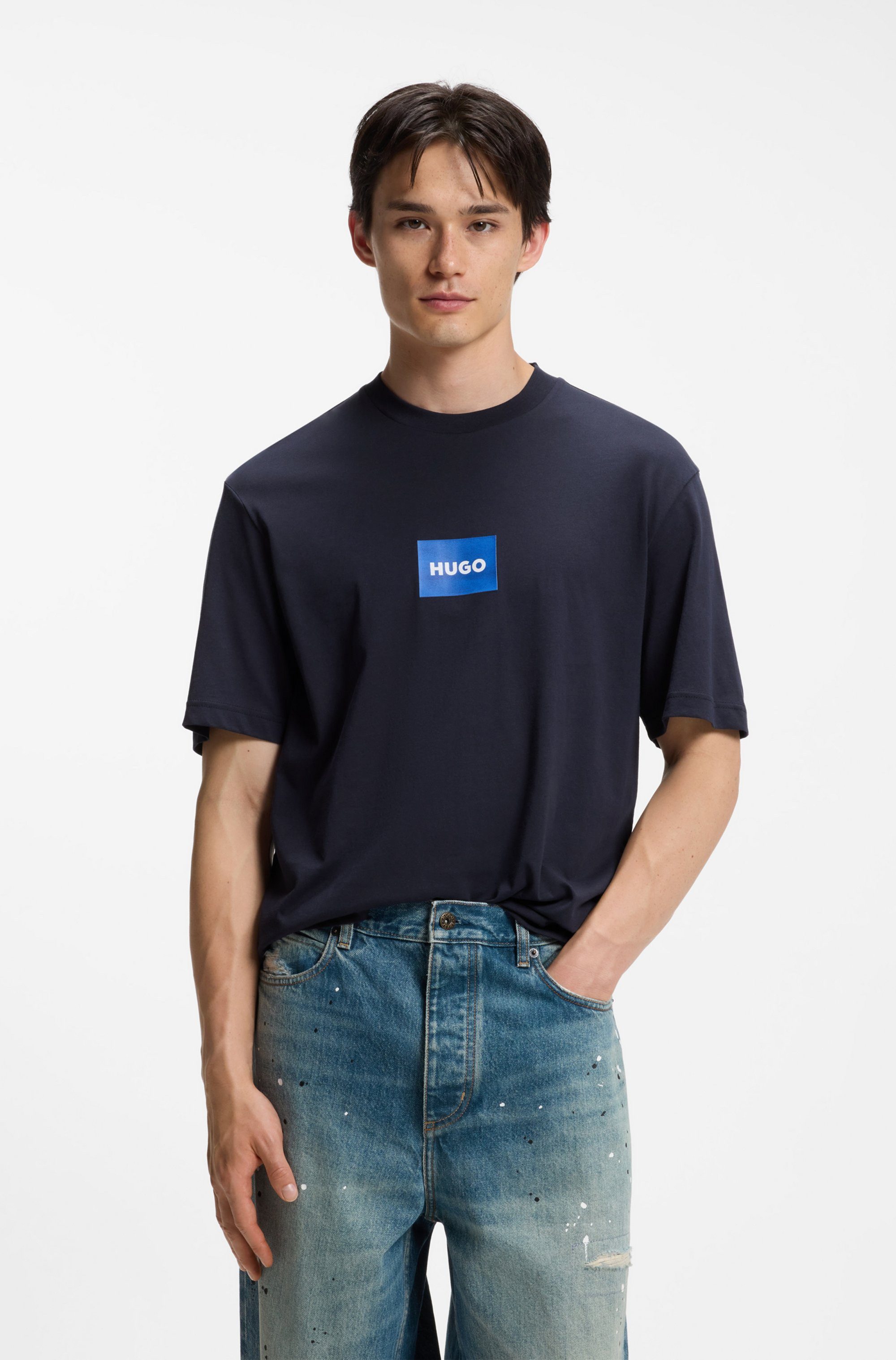 HUGO T-Shirt Regular Fit, Kurzarm, Hugo-Print