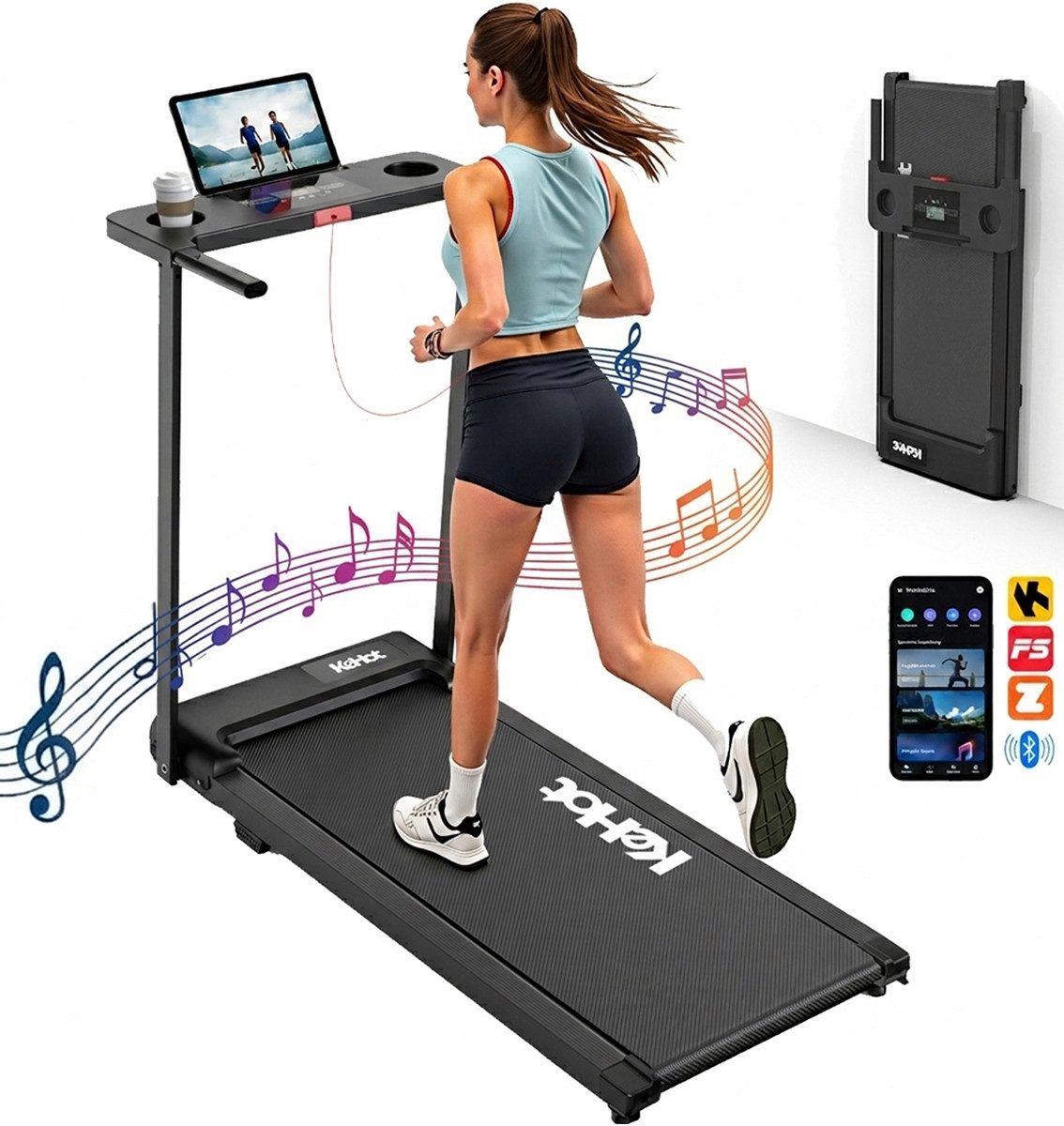 Laufband Klappbares Laufband für Zuhause – 1–12 km/h & 2,5 PS Motor