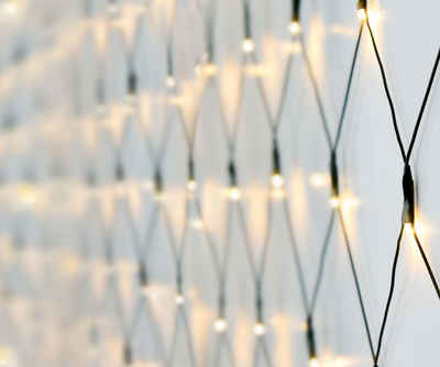 Spetebo LED-Lichternetz LED Lichternetz 240 LED warm weiß - mit Netzteil, 240-flammig, Garten Deko Lichtervorhang