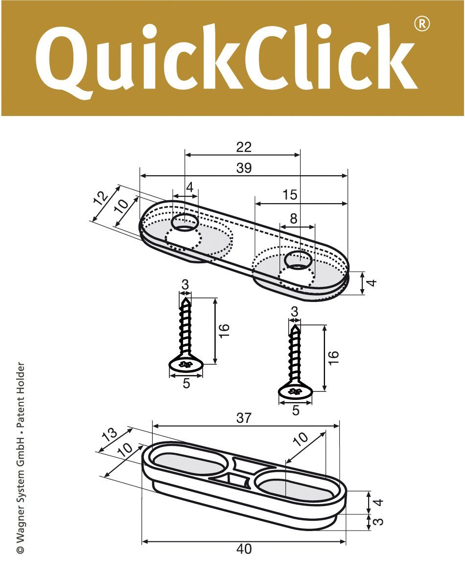 39 in yourself Stuhlgleiter I ULTRASOFT 12 mm 4er-Set WAGNER Filzgleiter Schraube I Gleiteinsatz Made design Anschrauben + x Klick-Gleiter - 4x 4x Basis DE, QuickClick® TANDEM austauschbar zum Wollfilz - - 8x +