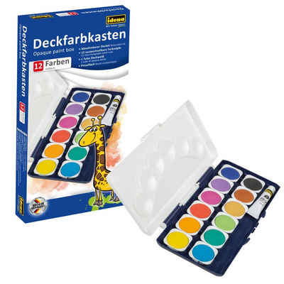 Idena Farbkasten Idena 22061 Deckfarbkasten mit 12 Farben und 1 Tube Deckweiß, ideal
