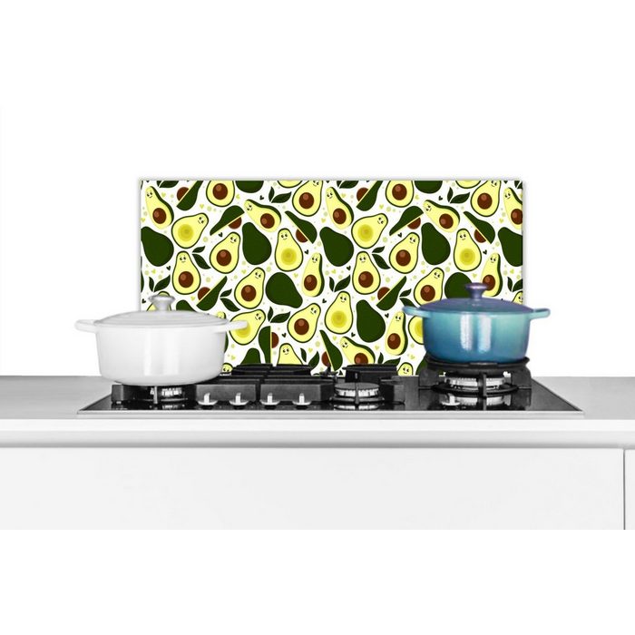 MuchoWow Küchenrückwand Muster - Avocado - Frucht (1-tlg) Wandschutz gegen Fett und Schmutzflecken für Küchen