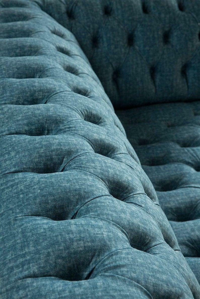 JVmoebel 3-Sitzer Chesterfield Couch 3 Textil Sitz Stoff Sitzer Polster