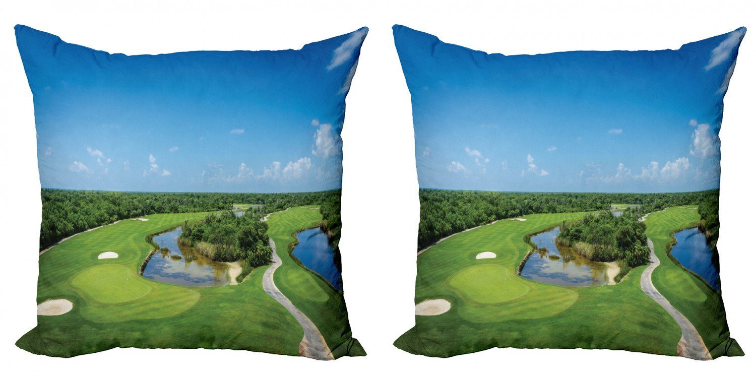 Kissenbezüge Modern Accent Doppelseitiger Digitaldruck, Abakuhaus (2 Stück), Golfplatz-Szene Panorama-Feld