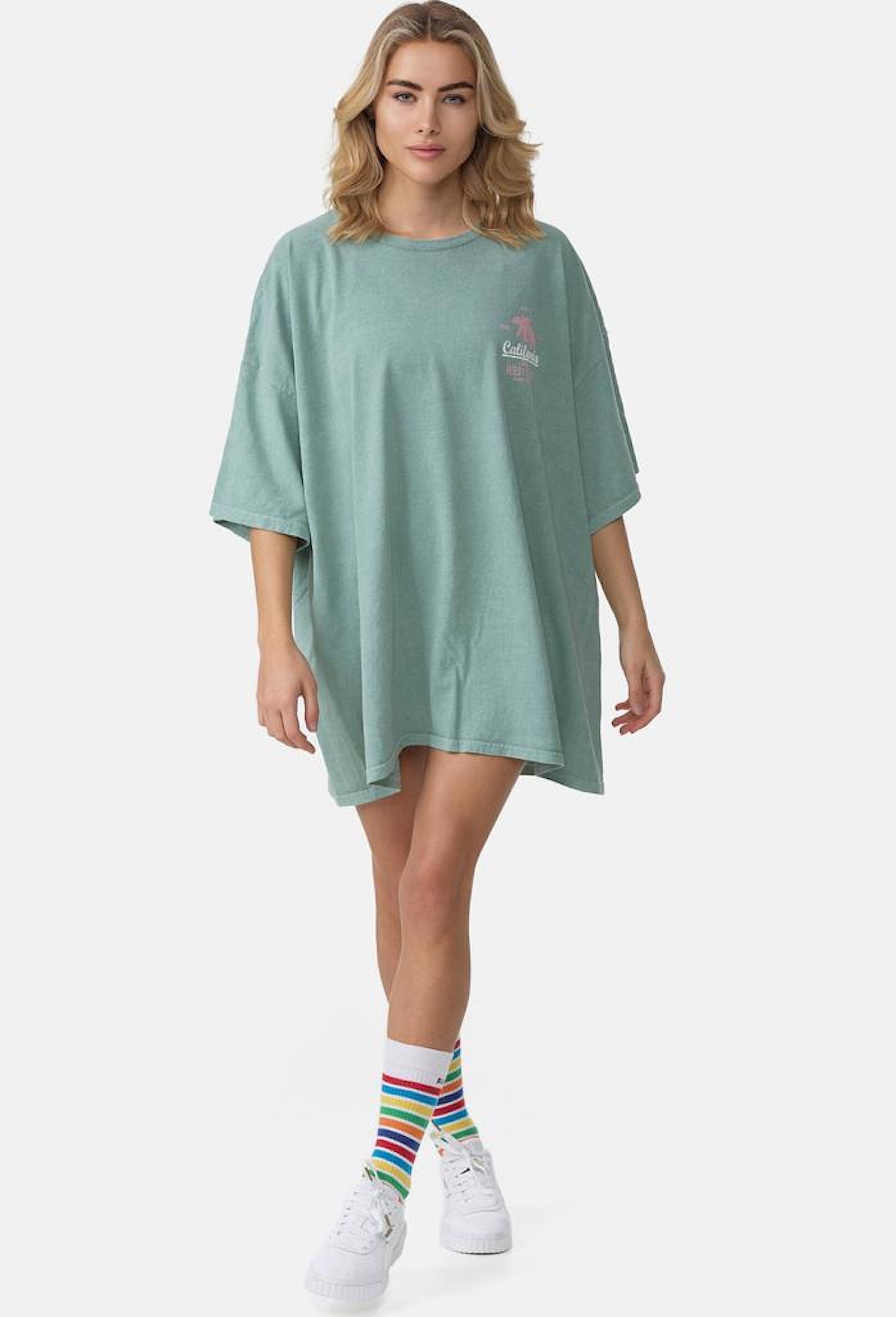 Worldclassca T-Shirt Worldclassca Oversized California Print T-Shirt lang Sommer Oberteil