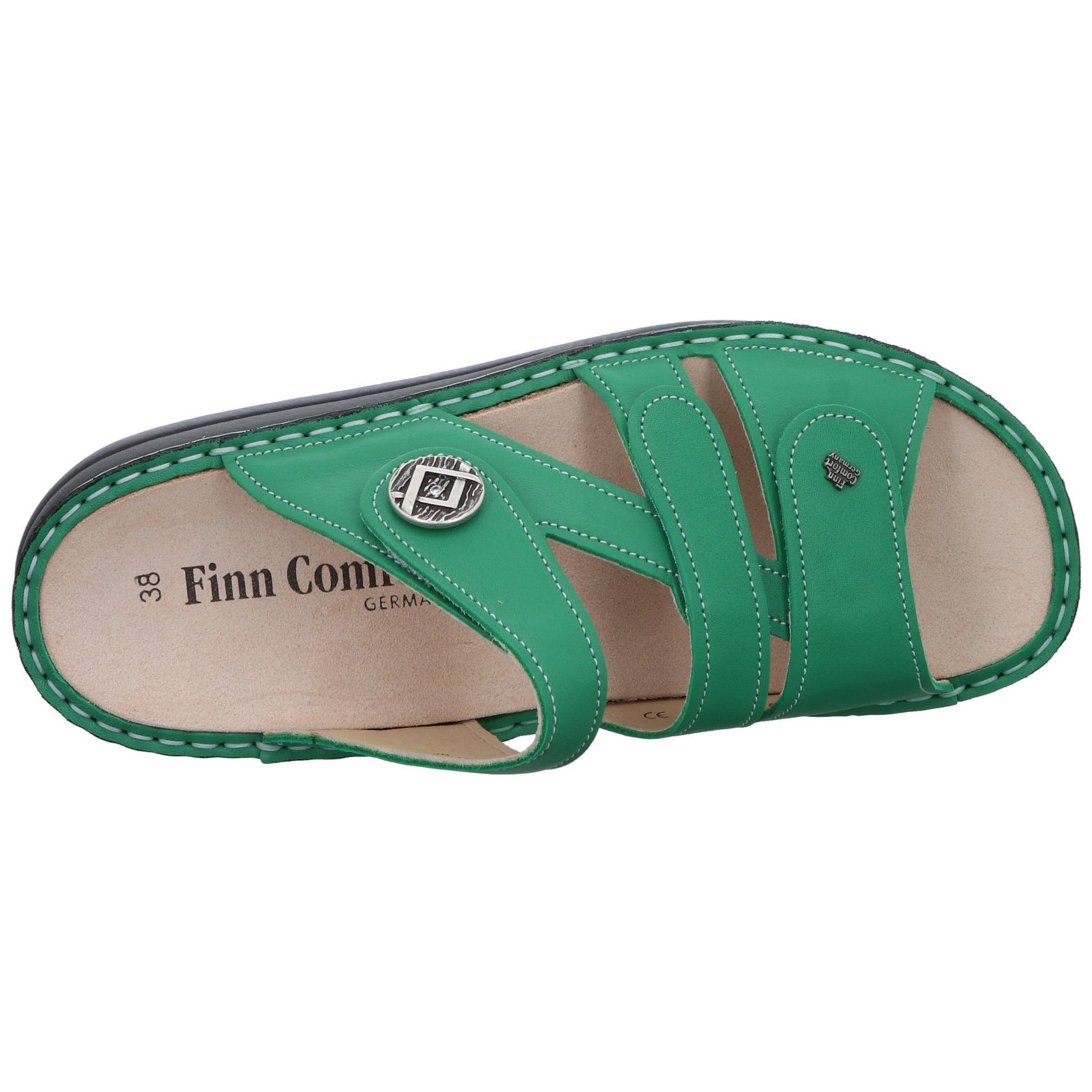 Finn Comfort Damen Pantoletten Agueda Hausschuh Sandalen Pantolette green Nubukleder