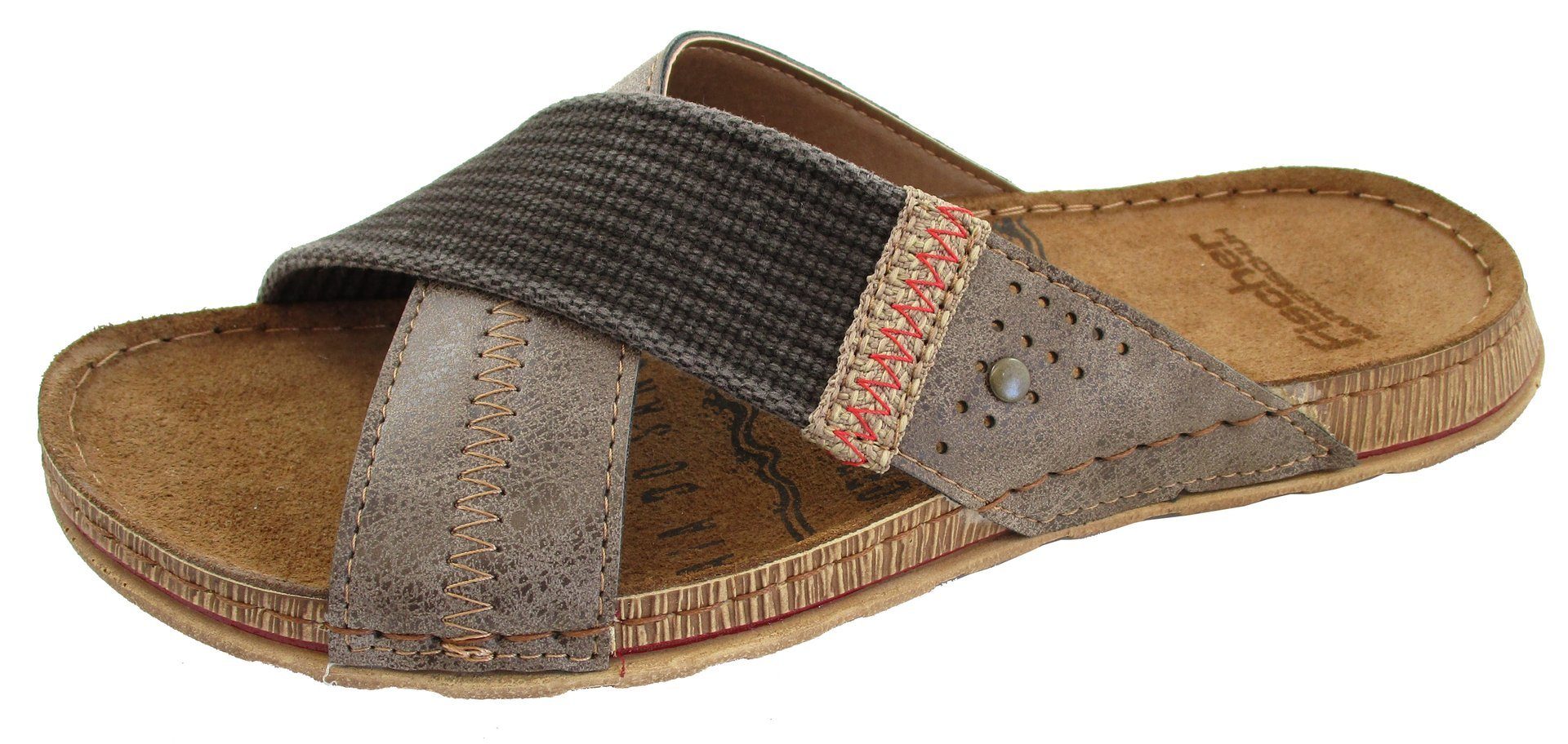 Fischer-Markenschuh Herren Lukas Kreuzband Pantolette Nuss Pantoffel (080174)