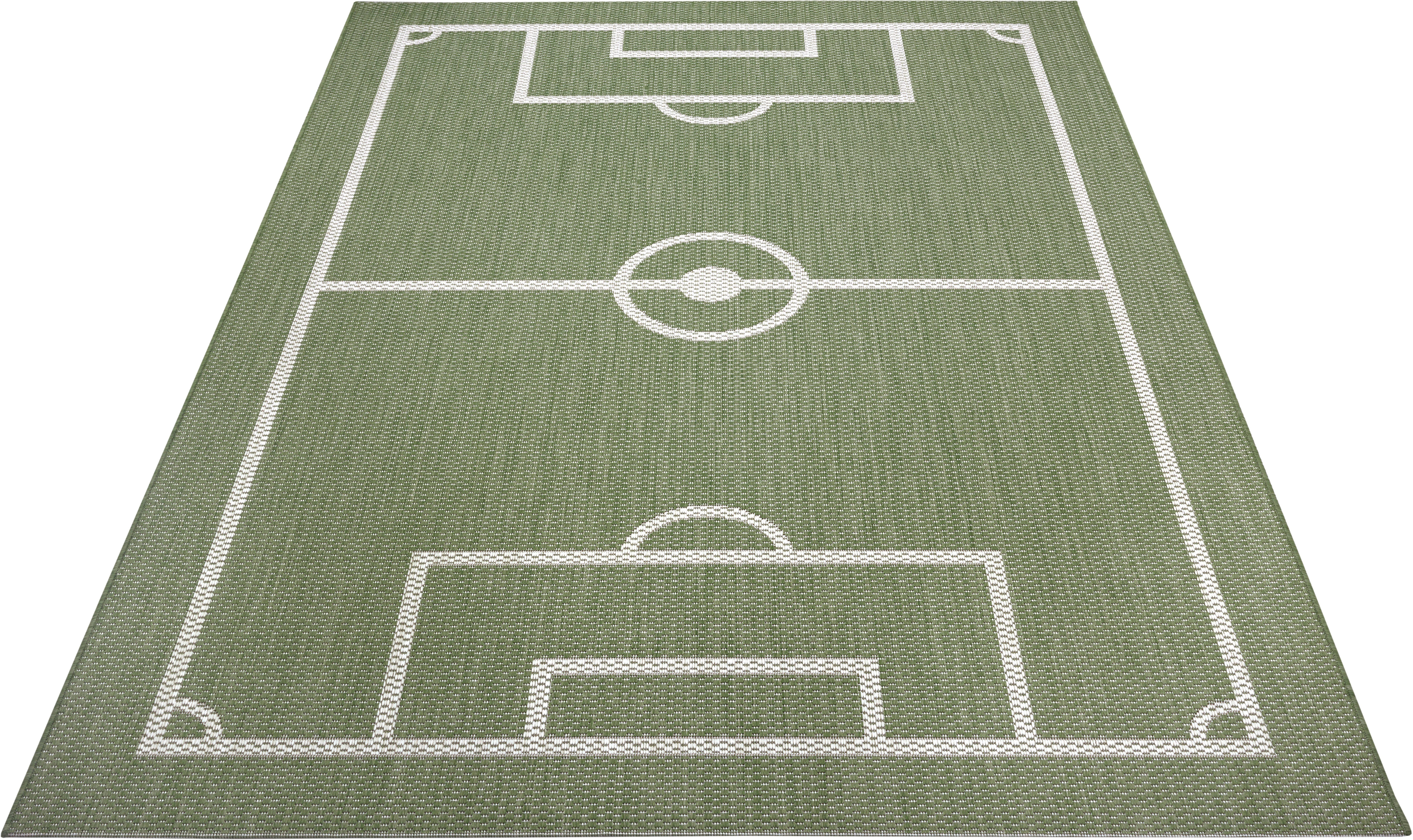 Kinderteppich »Fußballfeld«, Lüttenhütt, rechteckig, Höhe: 3 mm, Fußball,  Spielunterlage, Flachgewebe, Strapazierfähig, Pflegeleicht