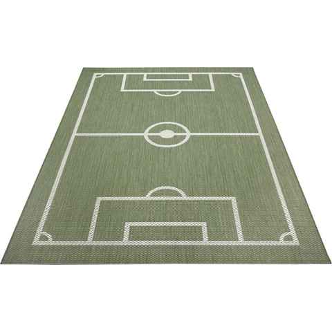 Kinderteppich Fußballfeld, Lüttenhütt, rechteckig, Höhe: 3 mm, Fußball, Spielunterlage, Flachgewebe, strapazierfähig, pflegeleicht