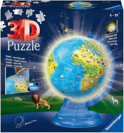 Ravensburger 3D-Puzzle Kinderglobus mit Licht, 180 Puzzleteile, Made in Europe, FSC® - schützt Wald - weltweit