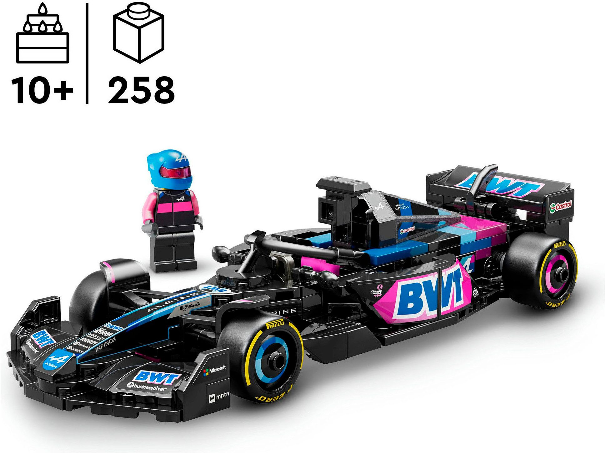 LEGO® BWT Alpine F1® Team A524 Rennauto (77248), LEGO® Speed Champions Konstruktionsspielsteine, (258 St), Made in Europe