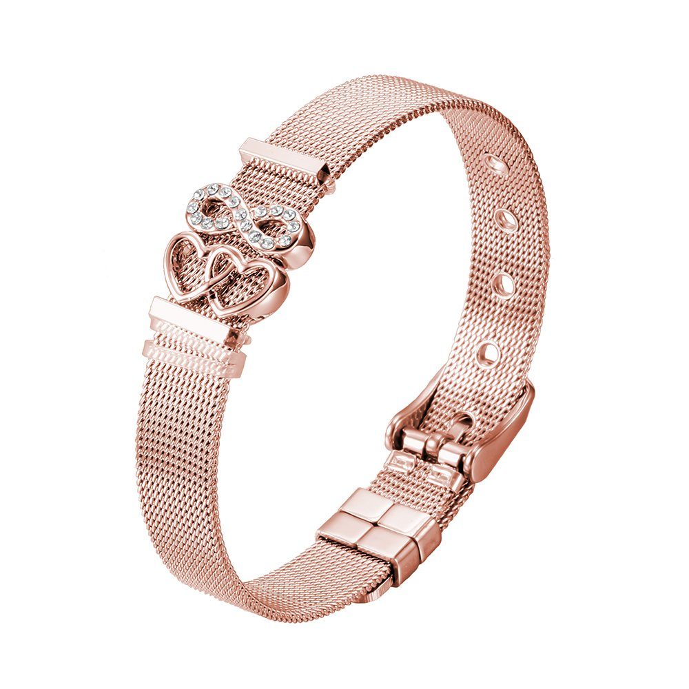 Heideman Armband Milanaise rosegold (Armband, inkl. Geschenkverpackung), mit Charms "Herzchen" und "Unendlichkeitszeichen"