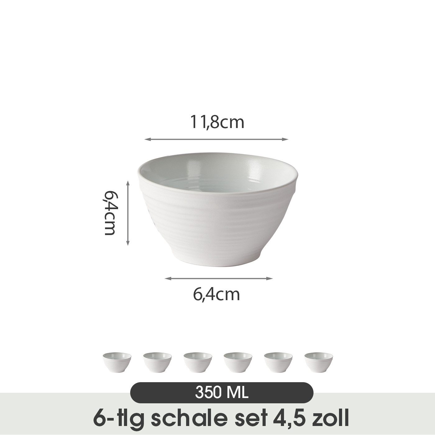JIWOO Müslischale 6er Ø11,8cm, Frühstückschalen Eisschale Dessertschalen Schale, Keramik, (Schaleset, 6-tlg), Porzellan Hochwertiges Schalen Cyan Mikrowellenofen Spülmaschine