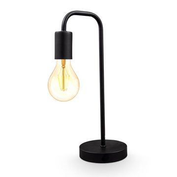 B.K.Licht Tischleuchte Tischlampe Retro Schwarz Metall E27 Kabelschalter - BKL1381, ohne Leuchtmittel, Gebogen Leselampe Nachttischlampe Schreibtischlampe