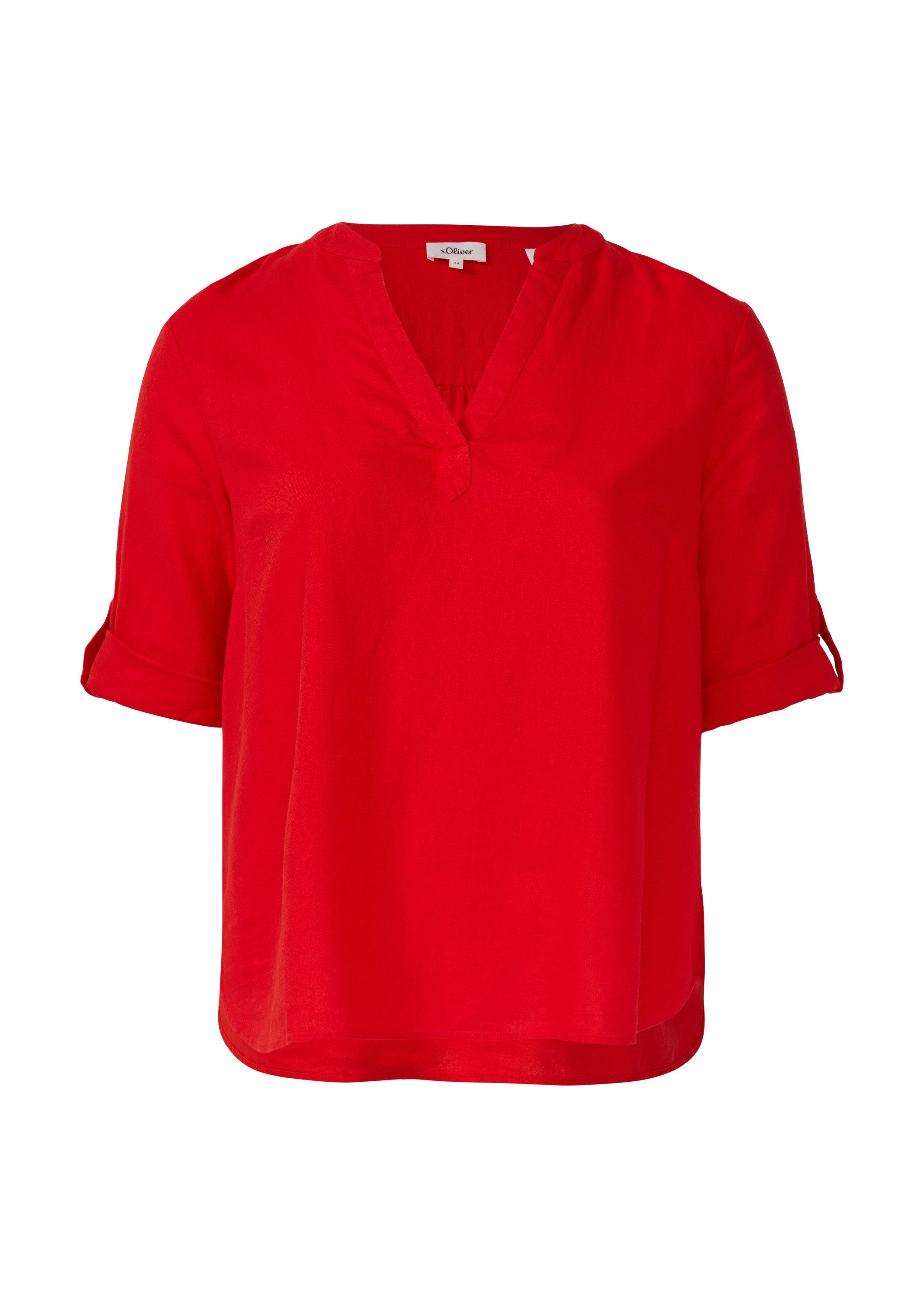 s.Oliver Kurzarmbluse Bluse Leinenmix-Bluse mit Turn-up günstig online kaufen