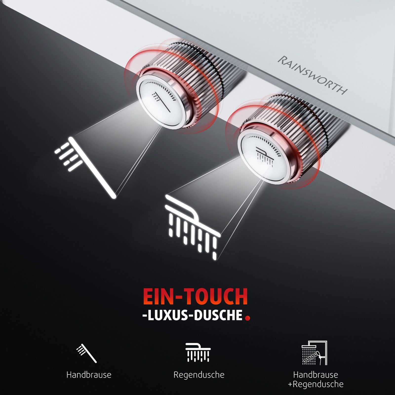 Rainsworth Duschsystem mit Thermostat und Glasablage, günstig online kaufen