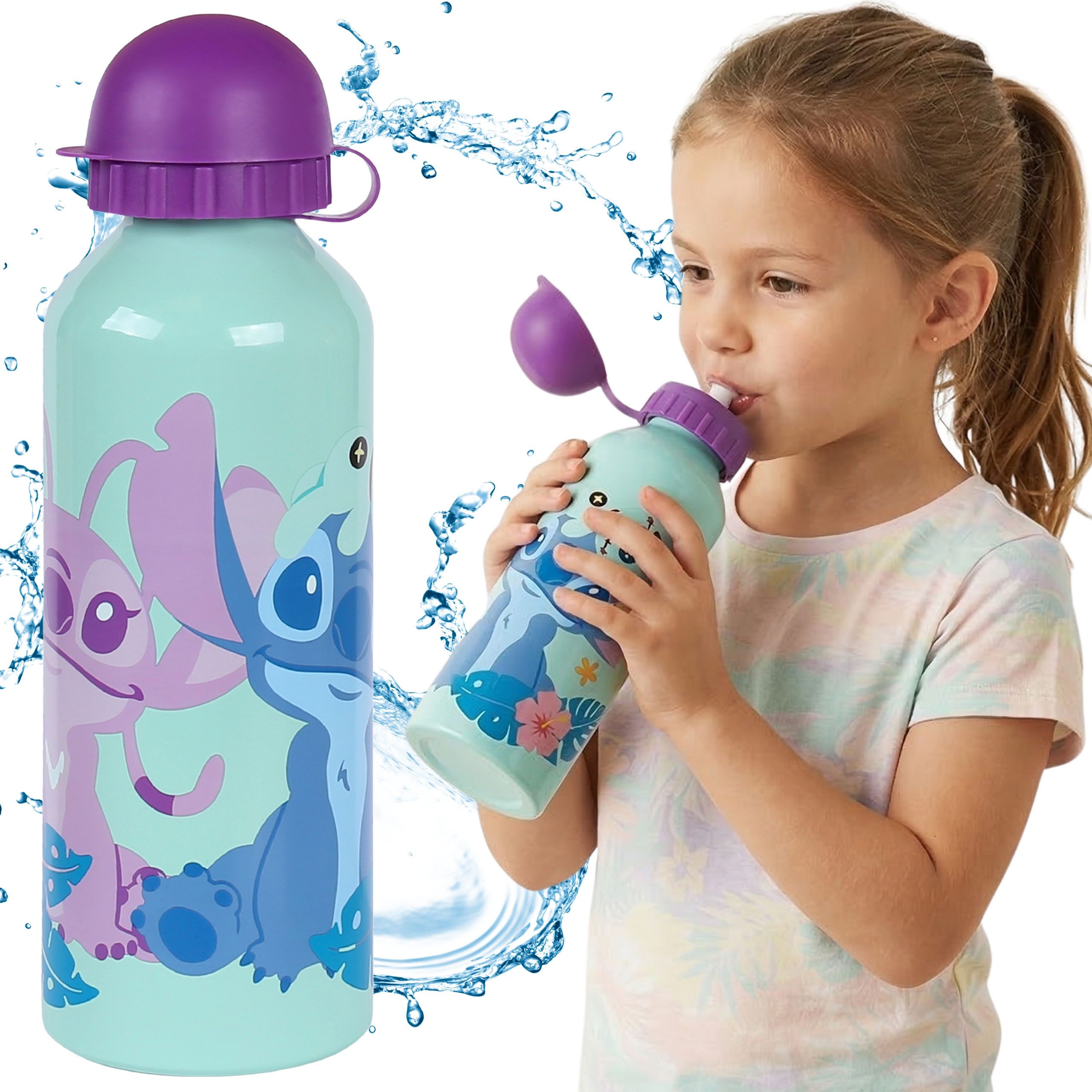 Disney Trinkflasche DISNEY Stitch Trinkflasche Aluminium 500 ml für Mädchen