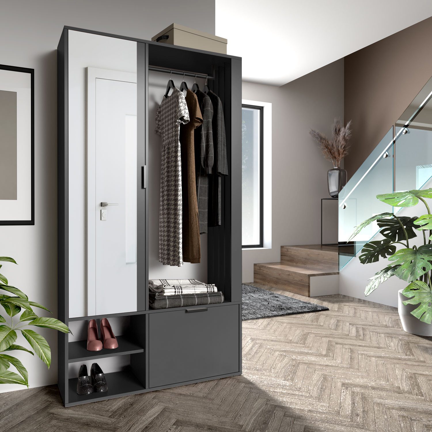 Beautysofa Garderobenschrank LIMO PLUS mit Spiegel günstig online kaufen