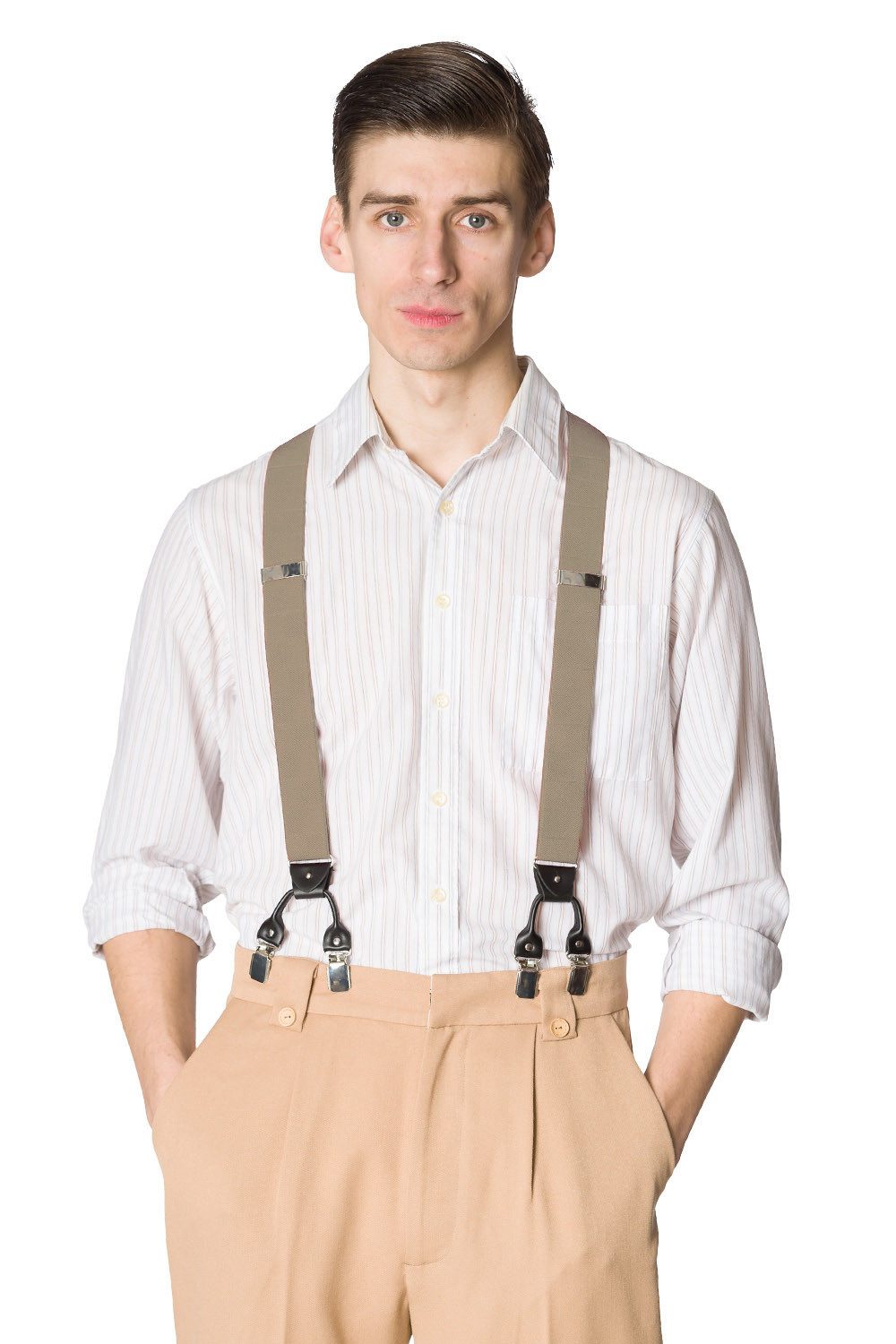 Banned Hosenträger Rockabilly Braces Beige Vintage Y-Form Retro günstig online kaufen