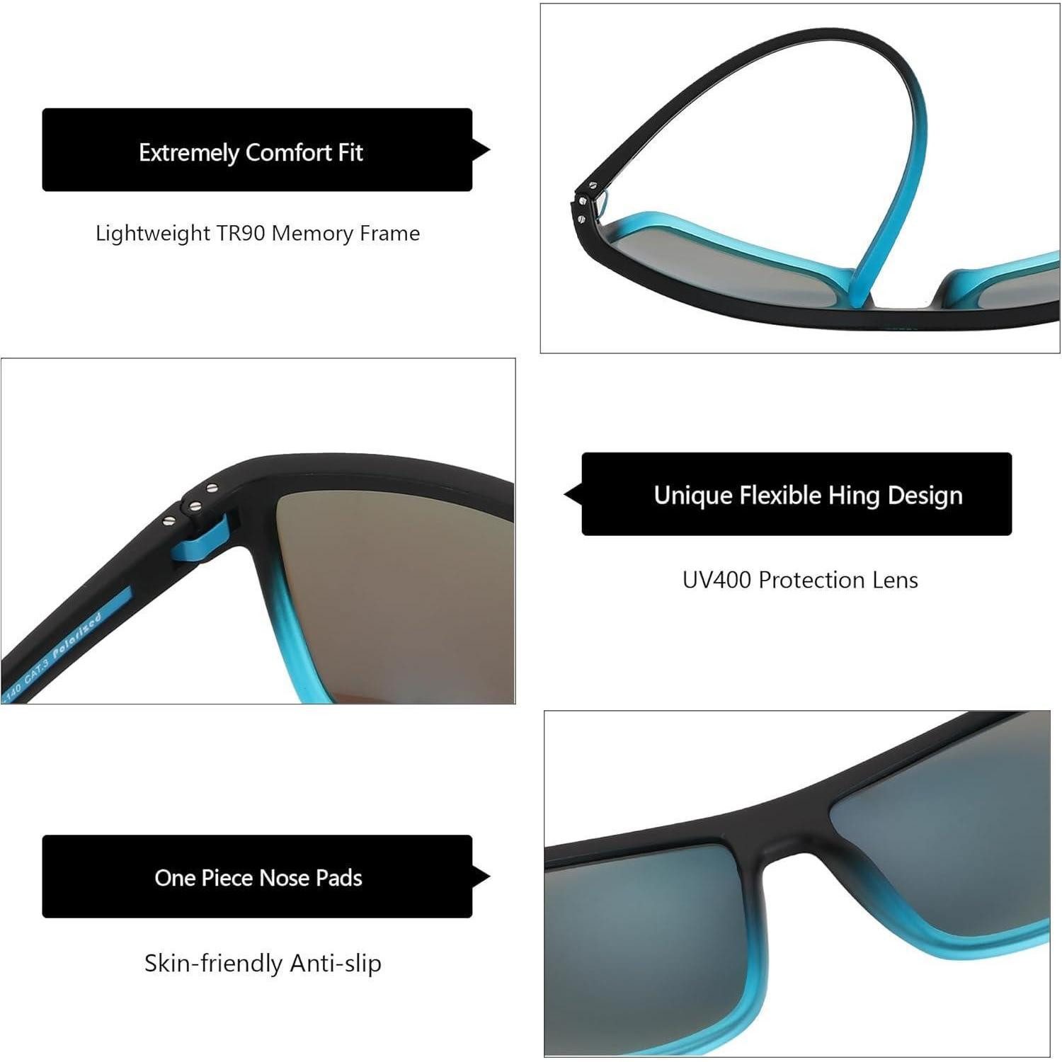 LuxusKollektion Sonnenbrille Sonnenbrille Herren C17 Black Crystal Blue Rahmen Blue Lens