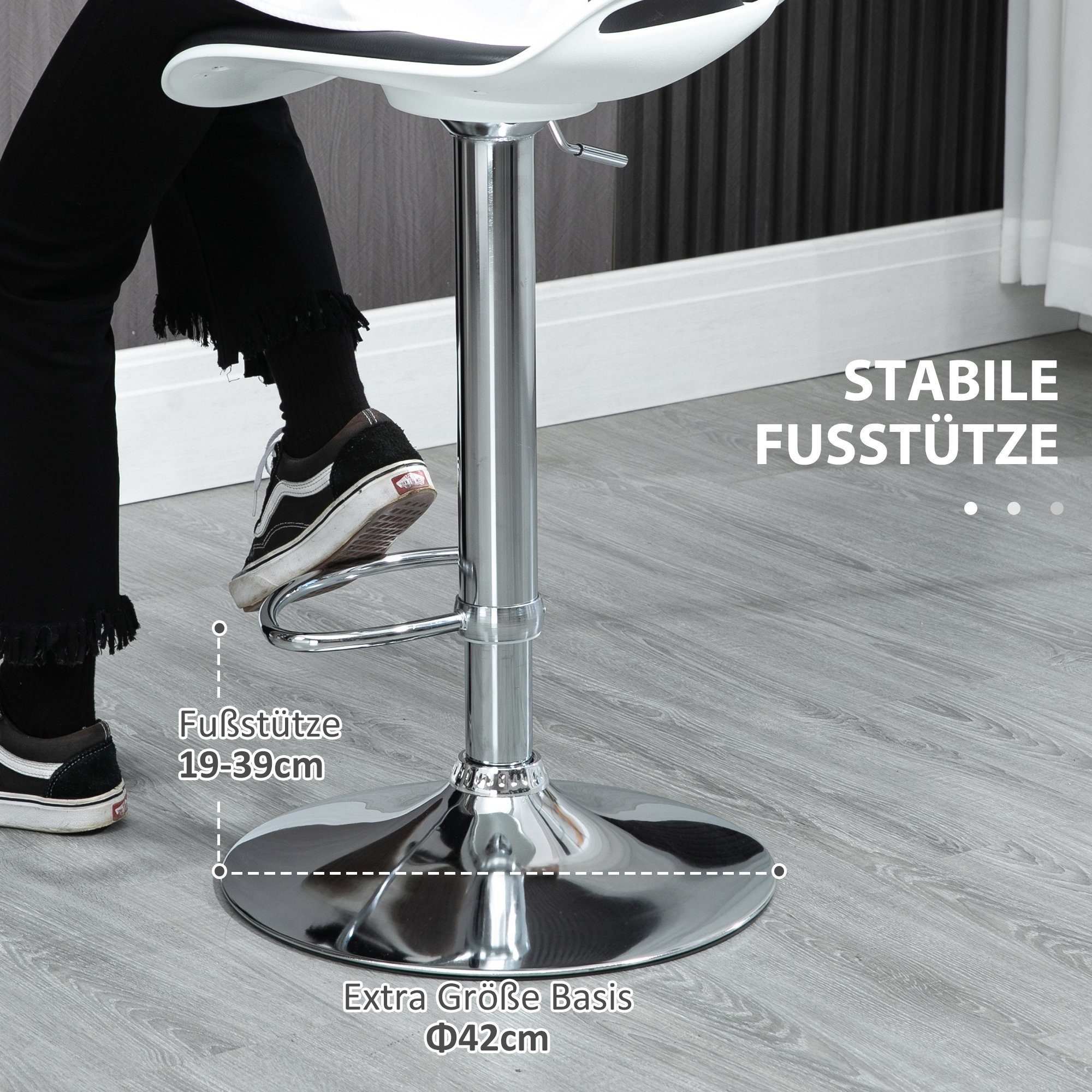 HOMCOM Barhocker Barhocker, 2er-Set, höhenverstellbar, drehbar, 39 x 41 x 68-88 cm (Set, 2 St., 2 Barhocker), 2 Stück