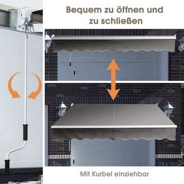 COSTWAY Gelenkarmmarkise mit Aluminiumrahmen und -kurbel, 2,5 x 2m