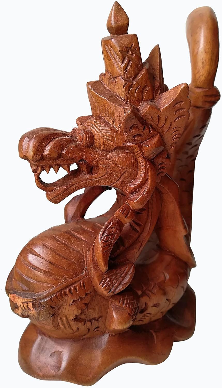 Wogeka Tierfigur chinesischer Drache Holz-Figur Dekoration Feng Shui Asien Statue