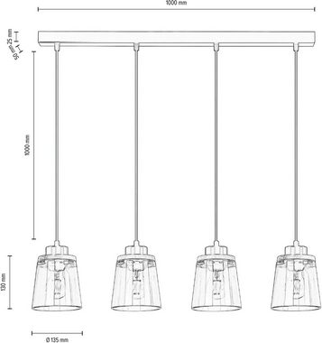 Home affaire Pendelleuchte Warnemünde, Made in Europe, ohne Leuchtmittel, Schirm aus Rauchglas, mit Dekor aus Eichenholz, mit FSC®-Zertifikat