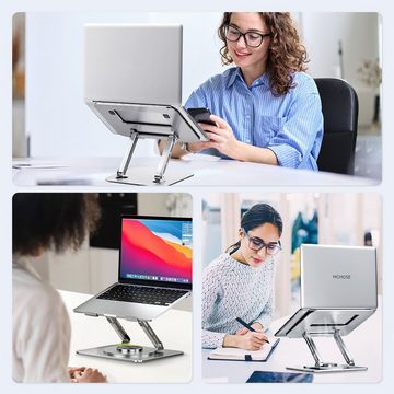 VSIUO Laptoptisch Laptop ständer mit 360 Drehbarer Basis, Verstellbarer laptopständer (Kohlenstoffstahl notebook ständer für Laptop (10-17.3 Zoll), Belüfteter und faltbarer, Kompatibel mit MacBook Air, Pro, Samsung