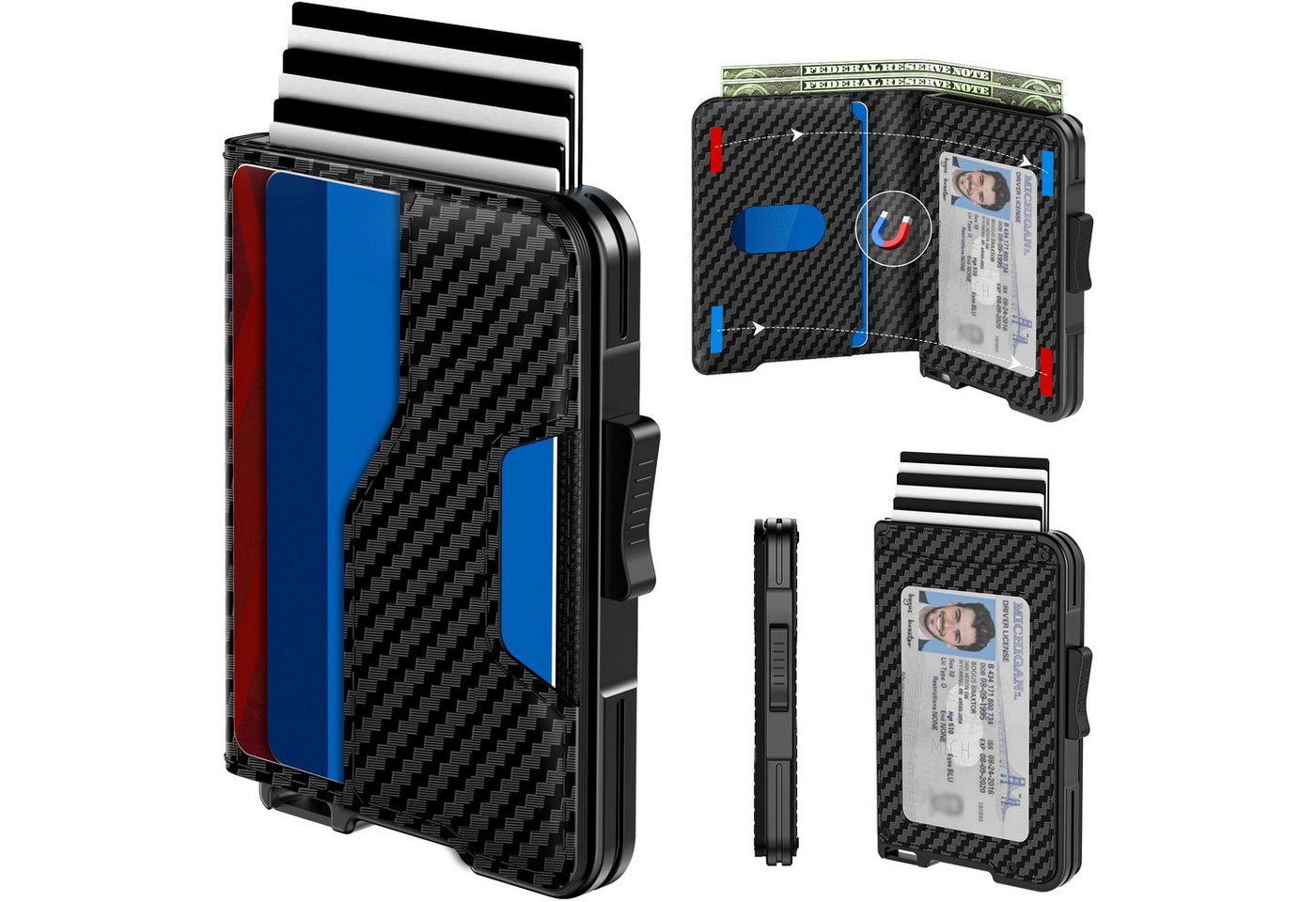 ibettertec Geldbörse Geldbörse Herren mit RFID Schutz, Portmonee Portemonnaie Herren klein (Slim Wallet mit Münzfach, Mini Geldbörse Herren&Damen, Kreditkartenetui Kartenetui-Geldbeutel 15 Karten, Kartenhalter Leather)