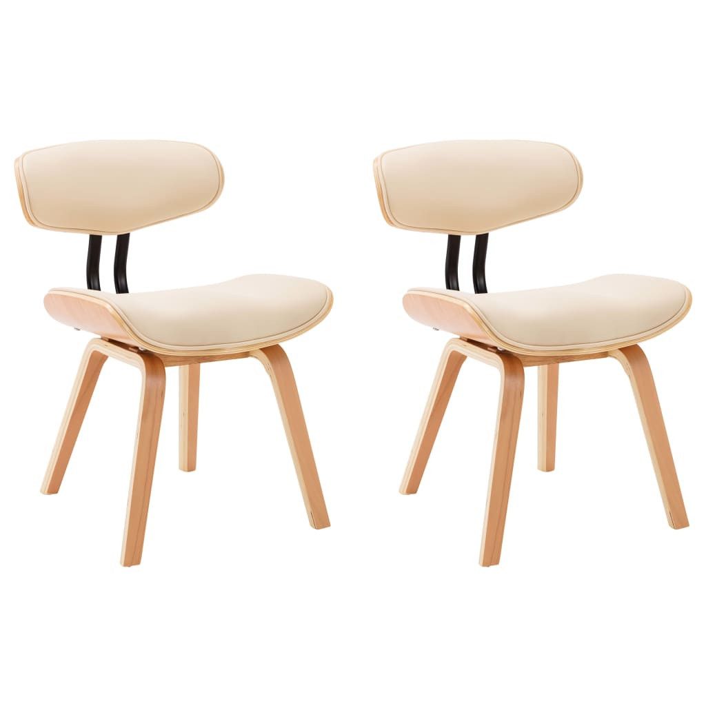 vidaXL Esszimmerstuhl Esszimmerstühle 2 Stk. Creme Bugholz und Kunstleder (2 St)