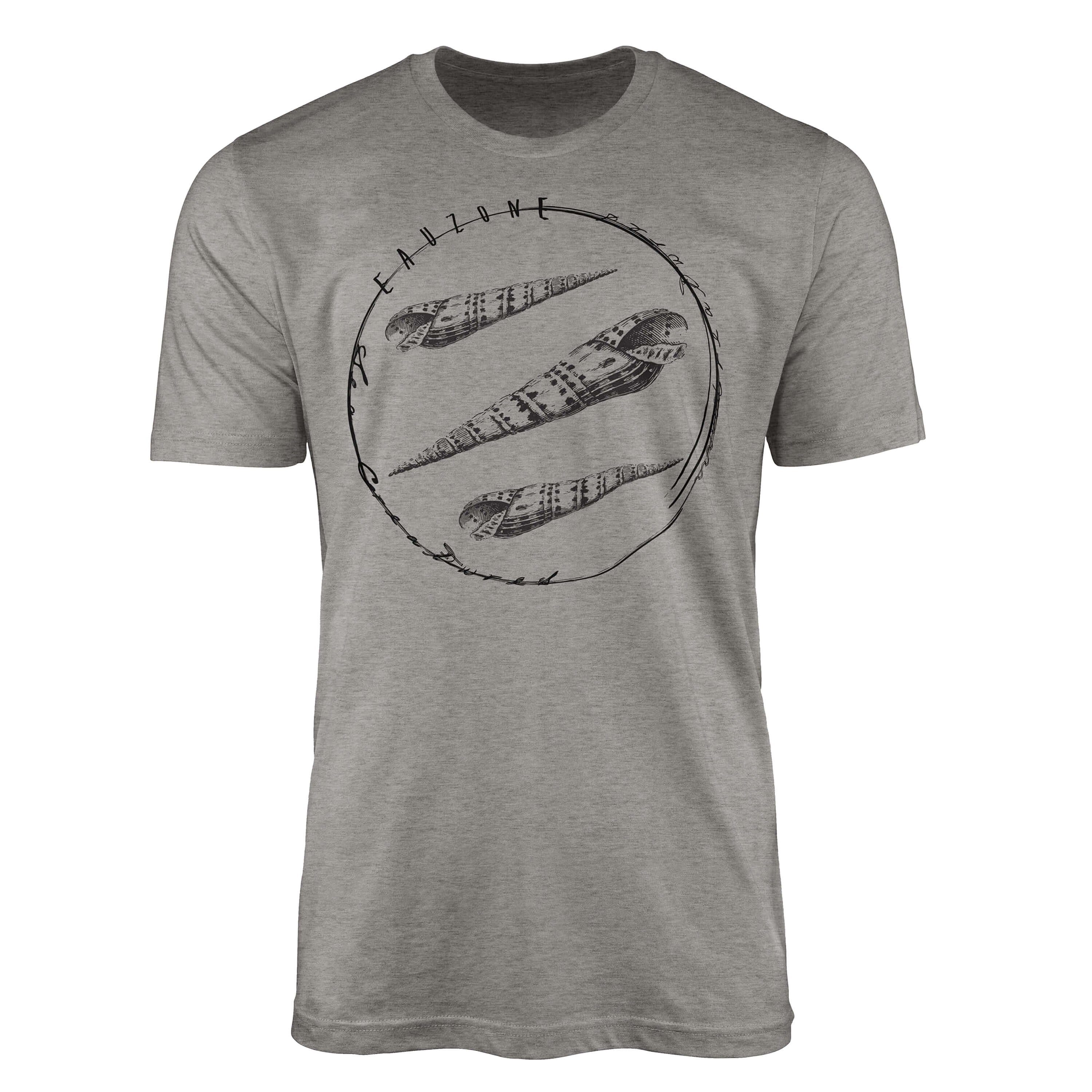 Sinus Art T-Shirt T-Shirt Tiefsee Fische - Serie: Sea Creatures, feine Struktur und sportlicher Schnitt / Sea 075 Ash