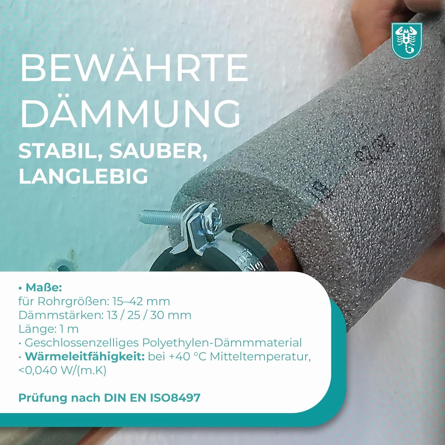 Scorprotect® Steinwolle PE Rohrisolierung angeschlitzt 1 m ganzer Karton Farbe grau
