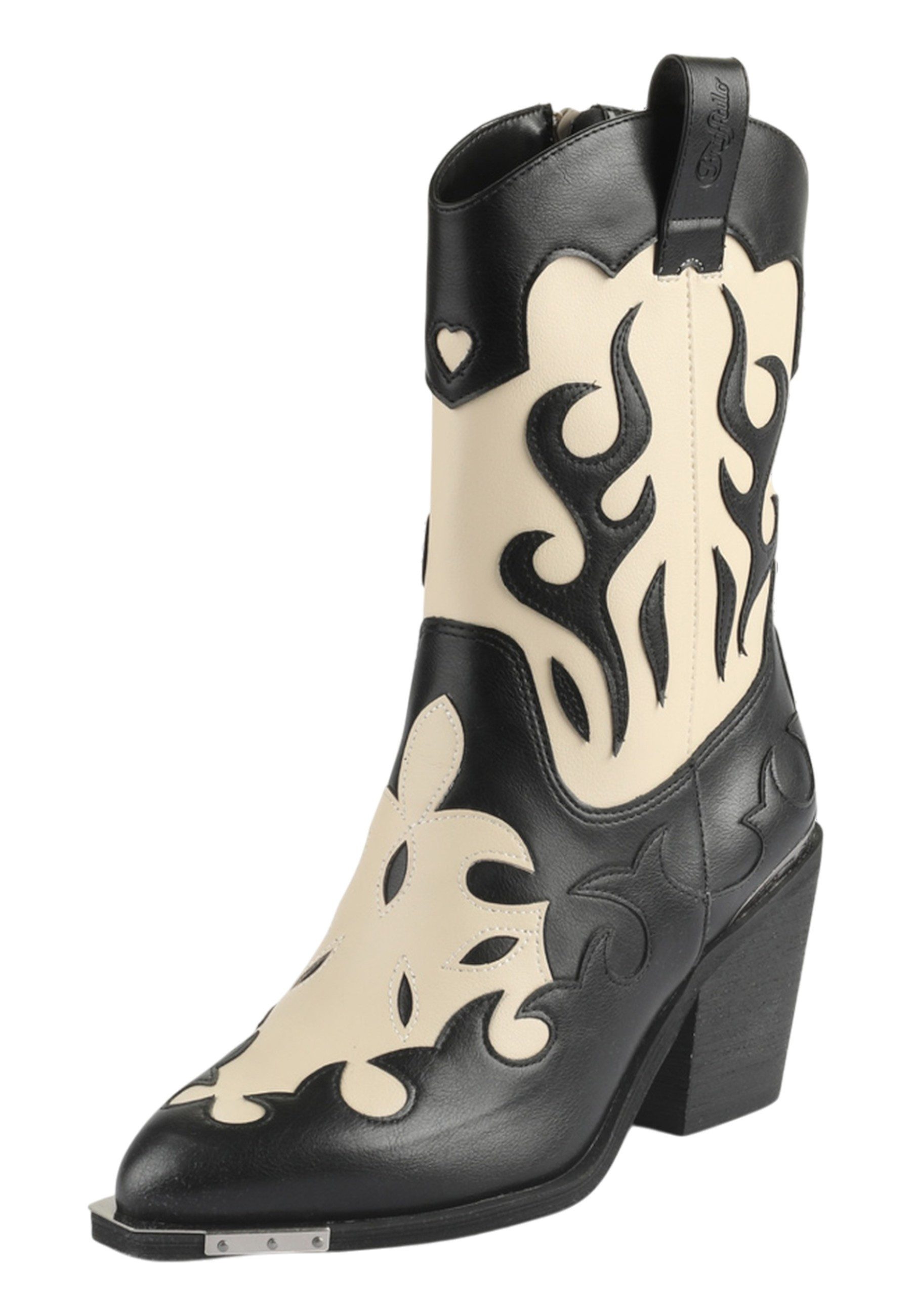 Buffalo 1221055 West Bootie Mid Cowboy Black/Cream Stiefel