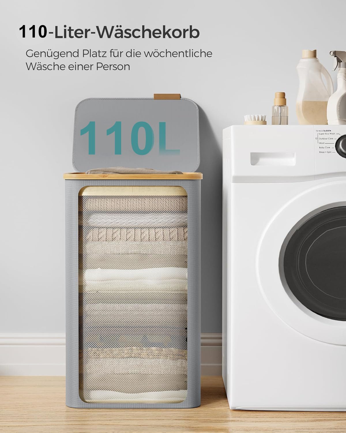 ibettertec Wäschekorb Wäschekorb mit Deckel 110L,1 günstig online kaufen