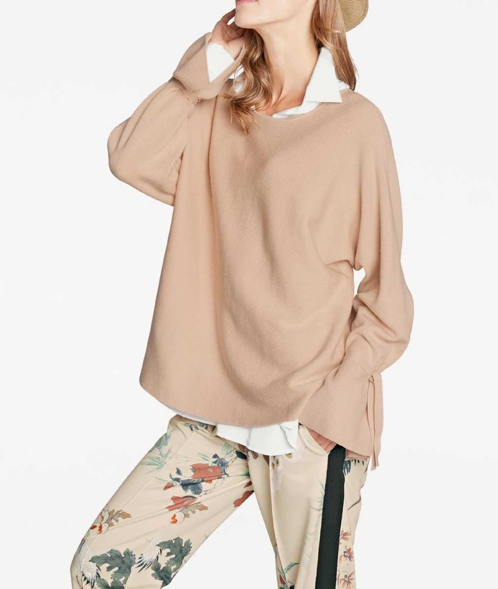 Rick by rick cardona Strickpullover RICK CARDONA Damen Designer-Oversized-Pullover, sand