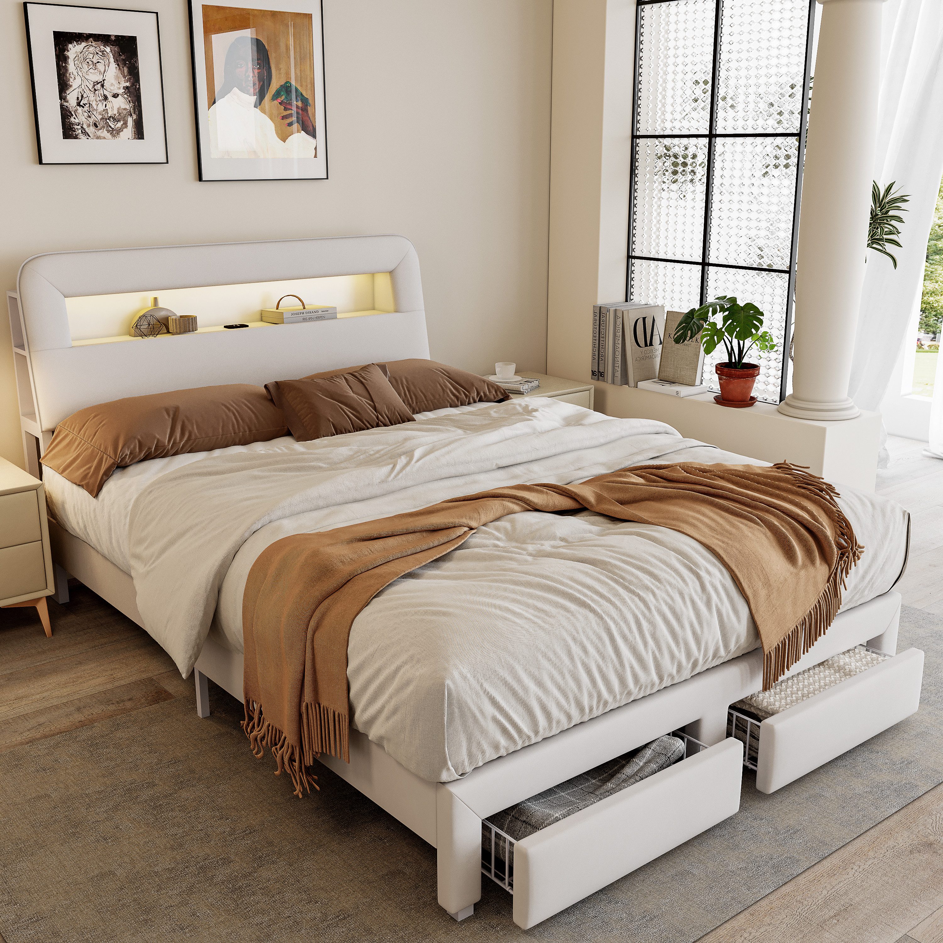 Gdood Polsterbett Stauraumbett Doppelbett LED (1 günstig online kaufen