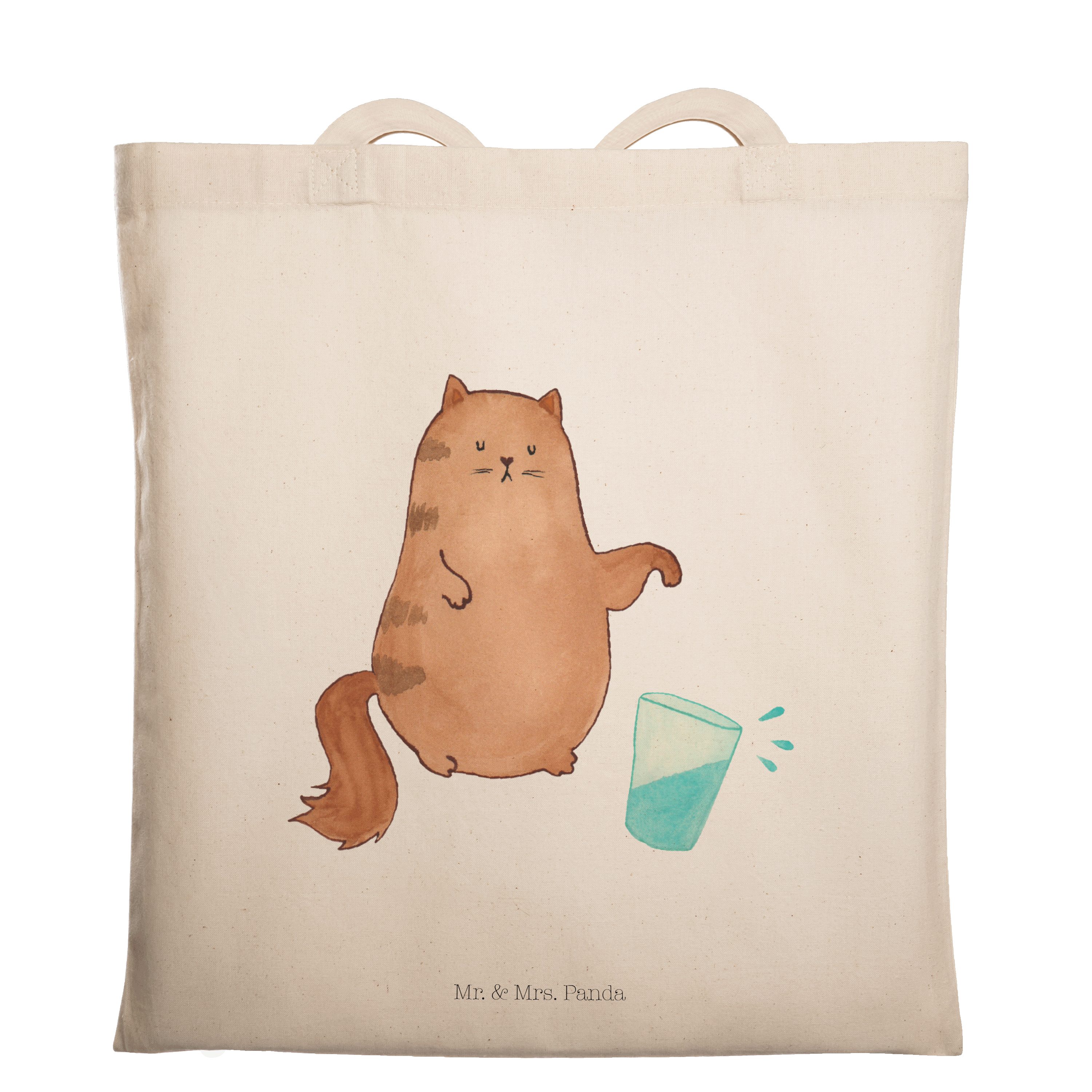 Mr. & Mrs. Panda Tragetasche Katze Wasserglas - Transparent - Geschenk, Einkaufstasche, Katzendek (1-tlg)