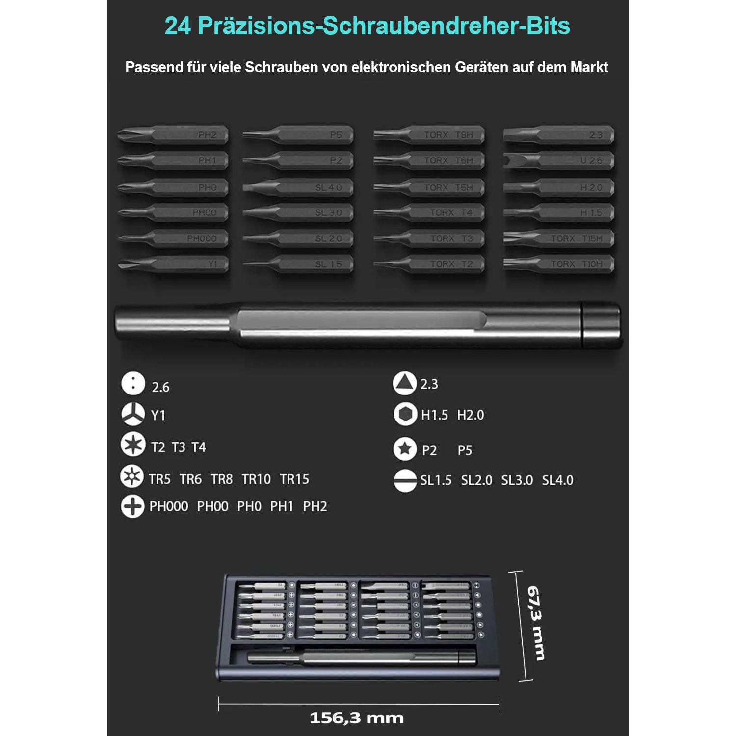 Jungengel Bit-Schraubendreher Präzisions-Schraubendreher-Set Magnetgriff Mini-Bit-Set Kompakt, (25 St), 25-Teilig, Klein & Kompakt zum Tragen, Hobby-Handwerker – Bild 4 von 5