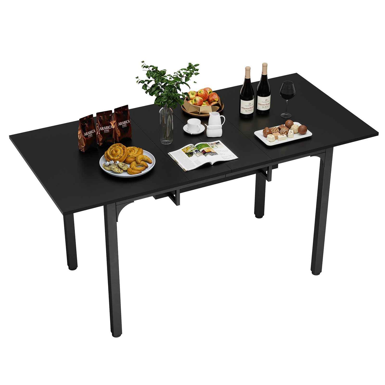 Puluomis Esstisch ausziehbar 110-149 cm mit Stauraum MDF Platte für 4-8 Personen (Esszimmertisch, Küchentisch, verlängerbarer Tisch)