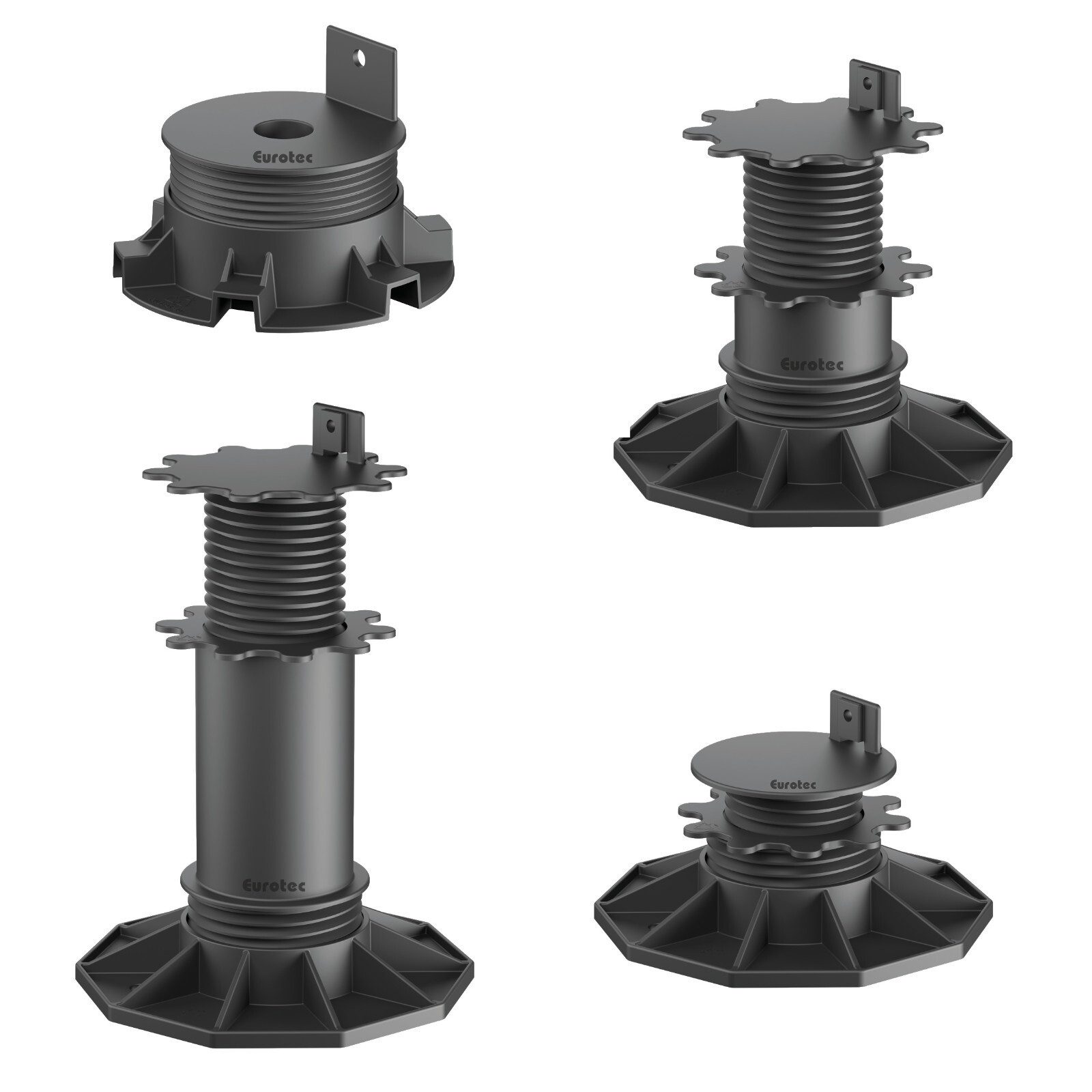 Eurotec Gartenhaus-Fundamentrahmen EUROTEC Stelzlager ECO Höhenausgleich 1,9–22,0 cm Plattenlager, (für Terrassenbau, 1-St., verschiedene Höhen)