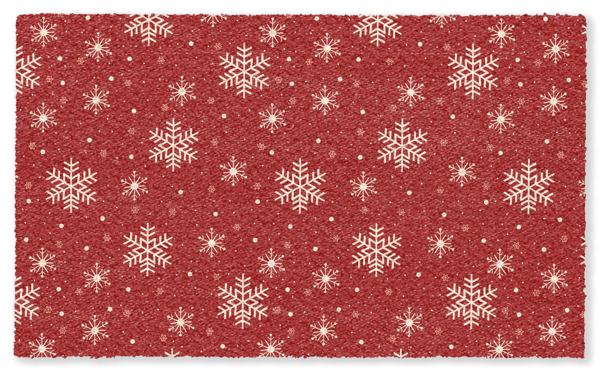 MuchoWow Fußmatte Groß Illustration - Schneeflocken - Rot, Rechteckig, Sauberlaufmatte, Fußabtreter, Schmutzfänger 150x90 cm