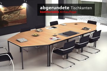 bümö Konferenztisch Kantinentisch Serie-V, Quadrat: 80x80 cm - Optik: Buche/Schwarz