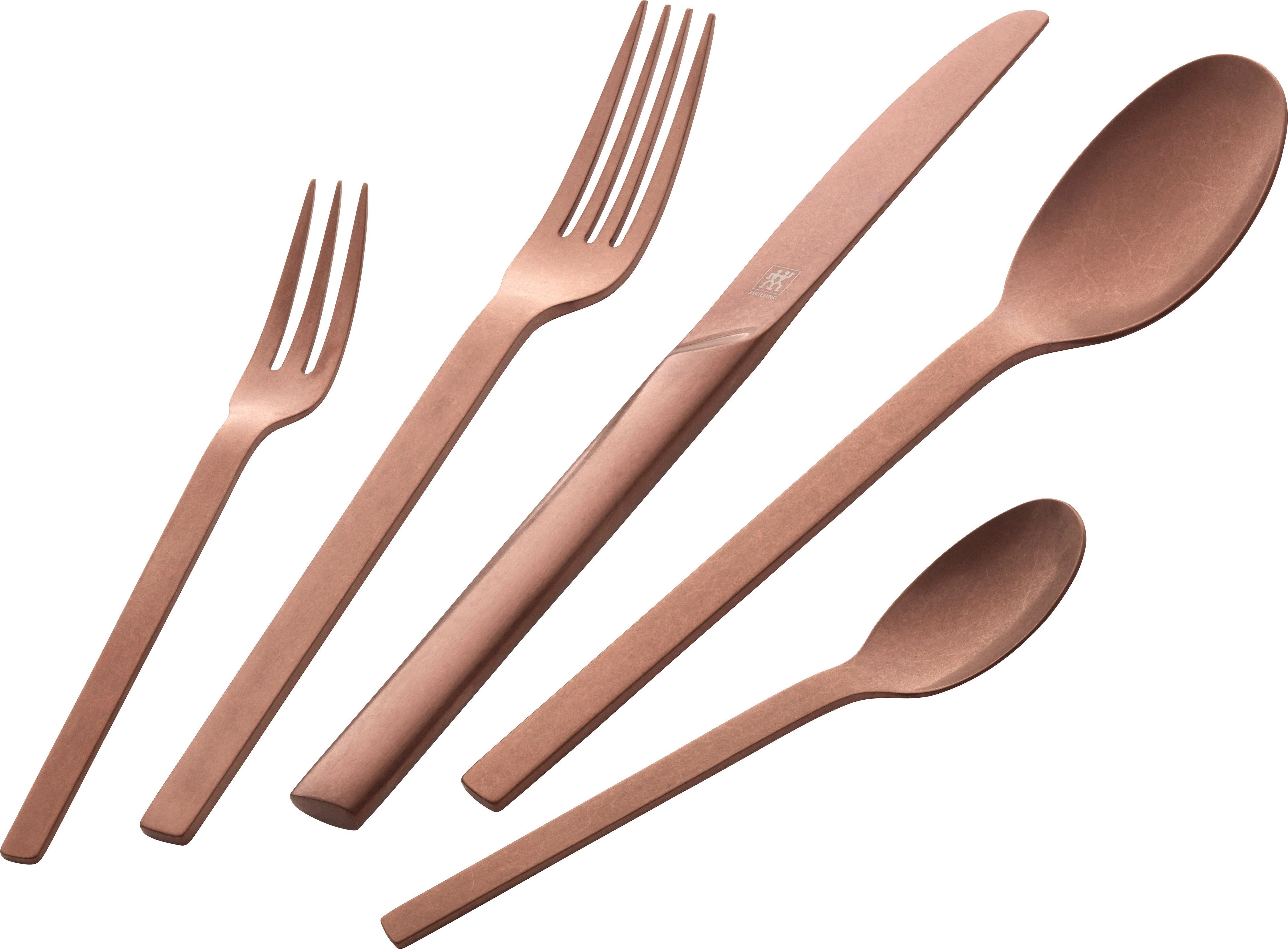 Zwilling Besteck-Set Minimale (68-tlg), 12 Personen, Edelstahl 18/10, Rostfrei, mattiert oder im Vintage Look (gehämmert)